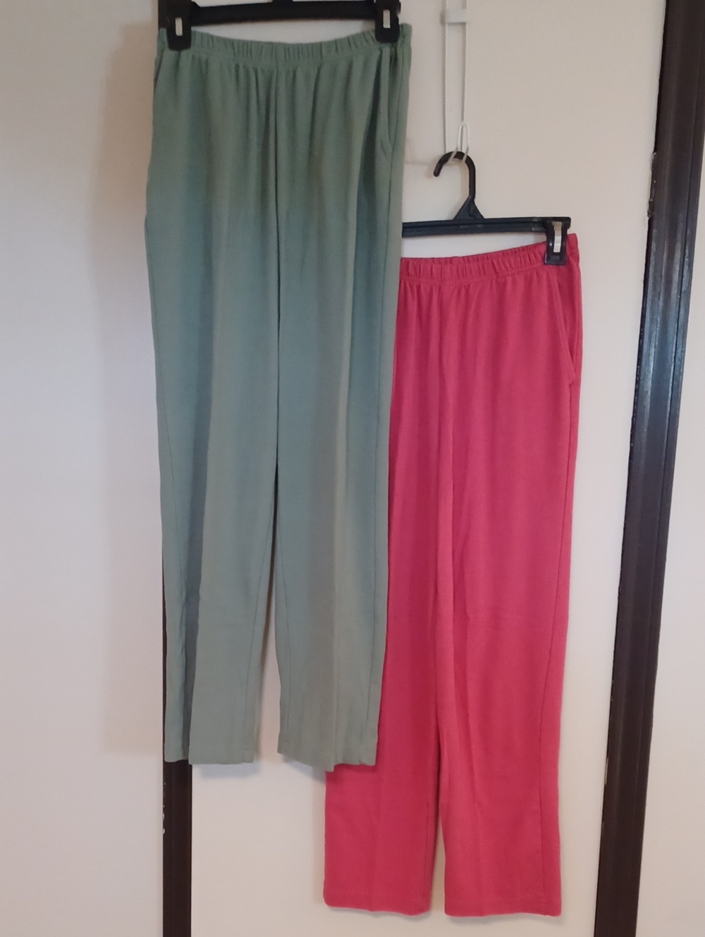 Blair Pull-On Knit Pants in Sage Green and Salmon